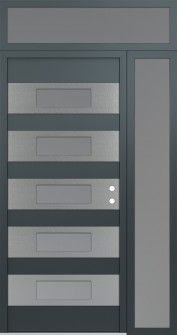 Diamond D5 52" x 96" anthracite/anthracite frosted Glass Panel stainless steel LHI with Sidelite and Transom frosted Glass