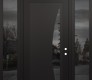 Modern Steel Front Door Diamond C13 64" x 96" black/black mirrored Glass Panel black LHI with 2 Sidelites and Transom mirrored Glass