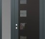 Modern Steel Front Door Diamond C5 48" x 96" anthracite/anthracite mirrored Glass Panel black RHI with Sidelite and Transom frosted Glass