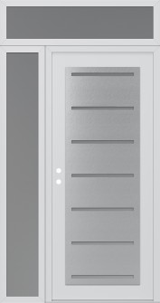 Diamond C11 50" x 96" white/white frosted Glass Panel stainless steel RHI with Sidelite and Transom frosted Glass