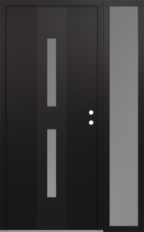 DIAMOND A6 52" X 80" BLACK/WHITE FROSTED GLASS PANEL BLACK LHI WITH SIDELITE FROSTED GLASS