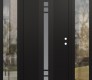 Modern Steel Front Door DIAMOND A4 60" X 80" BLACK/WHITE FROSTED GLASS PANEL BLACK LHI WITH 2 SIDELITES CLEAR GLASS