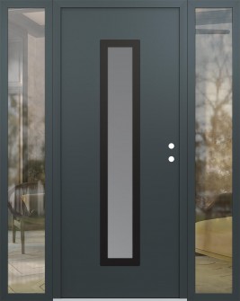 DIAMOND A11 60" X 80" ANTHRACITE/ANTHRACITE FROSTED GLASS PANEL BLACK LHI WITH 2 SIDELITES CLEAR GLASS