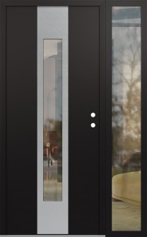 DIAMOND A1 50" X 80" BLACK/BLACK CLEAR GLASS PANEL STAINLESS STEEL LHI WITH SIDELITE CLEAR GLASS