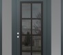 Modern Steel Front Door Diamond C16 64" x 96" anthracite/anthracite mirrored Glass Panel black RHI with 2 Sidelites and Transom frosted Glass