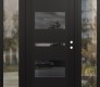 Modern Steel Front Door Diamond C10 68" x 80" black/black mirrored Glass Panel black LHI with 2 Sidelites clear Glass