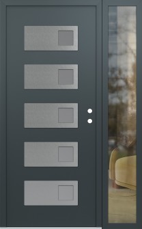 Diamond D2 50" x 80" anthracite/anthracite frosted Glass Panel stainless steel LHI with Sidelite clear Glass