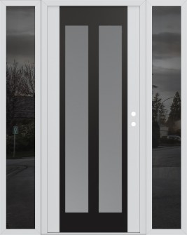 Diamond C14 64" x 80" white/white frosted Glass Panel black LHI with 2 Sidelites mirrored Glass