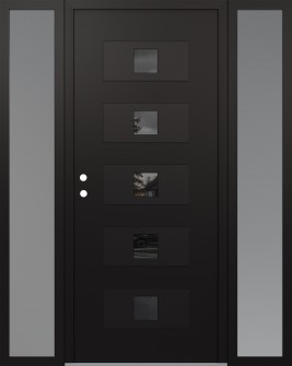 Diamond D8 68" x 80" black/black Mirrored Glass Panel black RHI with 2 Sidelites frosted Glass