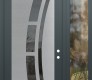 Modern Steel Front Door Diamond C12 48" x 96" anthracite/anthracite mirrored Glass Panel stainless steel LHI with Sidelite and Transom clear Glass