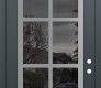 Modern Steel Front Door Diamond C16 36" x 96" anthracite/anthracite mirrored Glass Panel stainless steel LHI with Transom mirrored Glass
