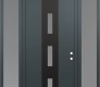 Modern Steel Front Door DIAMOND A7 68" X 96" ANTHRACITE/ANTHRACITE FROSTED GLASS PANEL BLACK LHI WITH 2 SIDELITES AND TRANSOM FROSTED GLASS