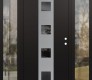 Modern Steel Front Door DIAMOND A12 68" X 80" BLACK/BLACK MIRRORED GLASS PANEL STAINLESS STEEL LHI WITH 2 SIDELITES CLEAR GLASS
