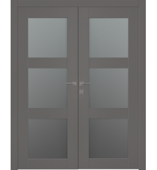 Avon 3 Lite Vetro Gray Matte Double doors