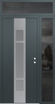 DIAMOND A9 50" X 96" ANTHRACITE/ANTHRACITE FROSTED GLASS PANEL STAINLESS STEEL LHI WITH SIDELITE AND TRANSOM MIRRORED GLASS