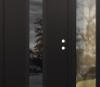 Modern Steel Front Door DIAMOND A11 48" X 80" BLACK/BLACK MIRRORED GLASS PANEL BLACK LHI WITH SIDELITE CLEAR GLASS