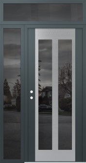Diamond C14 52" x 96" anthracite/anthracite mirrored Glass Panel stainless steel RHI with Sidelite and Transom mirrored Glass