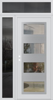 Diamond C2 52" x 96" white/white clear Glass Panel stainless steel RHI with Sidelite and Transom mirrored Glass