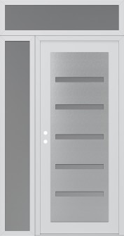 Diamond C7 52" x 96" white/white frosted Glass Panel stainless steel RHI with Sidelite and Transom frosted Glass