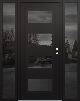 Diamond C2 60" x 80" black/black mirrored Glass Panel black LHI with 2 Sidelites mirrored Glass