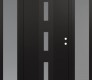 Modern Steel Front Door DIAMOND A7 64" X 80" BLACK/WHITE FROSTED GLASS PANEL BLACK LHI WITH 2 SIDELITES FROSTED GLASS