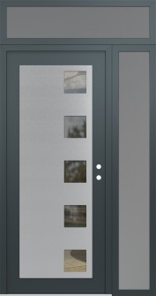 Diamond C5 50" x 96" anthracite/anthracite clear Glass Panel stainless steel LHI with Sidelite and Transom frosted Glass