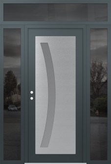 Diamond C4 60" x 96" anthracite/anthracite frosted Glass Panel stainless steel RHI with 2 Sidelites and Transom mirrored Glass