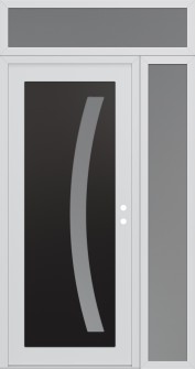 Diamond C4 52" x 96" white/white frosted Glass Panel black LHI with Sidelite and Transom frosted Glass