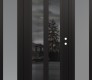 Modern Steel Front Door Diamond C14 64" x 80" black/black mirrored Glass Panel black LHI with 2 Sidelites frosted Glass