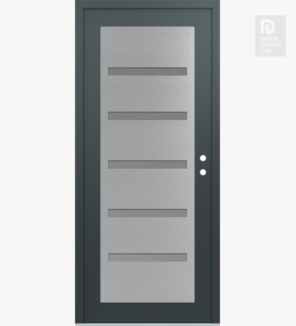 Modern Steel Front Door Diamond C7 36" x 80" anthracite/anthracite frosted Glass Panel stainless steel LHI