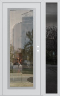 Diamond C1 50" x 80" white/white clear Glass Panel stainless steel LHI with Sidelite mirrored Glass