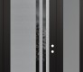 Modern Steel Front Door Diamond C6 48" x 96" black/black mirrored Glass Panel stainless steel LHI with Sidelite and Transom frosted Glass