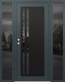 Diamond C6 64" x 80" anthracite/anthracite mirrored Glass Panel black RHI with 2 Sidelites mirrored Glass