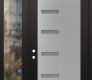 Modern Steel Front Door Diamond C8 48" x 96" black/white frosted Glass Panel stainless steel RHI with Sidelite and Transom clear Glass