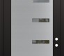 Modern Steel Front Door Diamond C8 36" x 96" black/black clear Glass Panel stainless steel LHI with Transom mirrored Glass