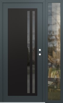 Diamond C6 50" x 80" anthracite/anthracite mirrored Glass Panel black LHI with Sidelite clear Glass