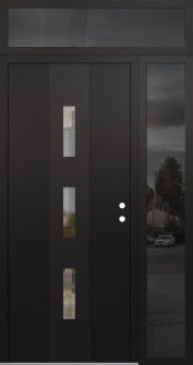 DIAMOND A7 50" X 96" BLACK/BLACK CLEAR GLASS PANEL BLACK LHI WITH SIDELITE AND TRANSOM MIRRORED GLASS