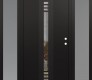 Modern Steel Front Door DIAMOND A5 60" X 80" BLACK/BLACK CLEAR GLASS PANEL BLACK LHI WITH 2 SIDELITES FROSTED GLASS