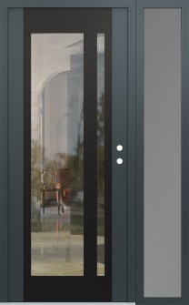 Diamond C15 52" x 80" anthracite/anthracite clear Glass Panel black LHI with Sidelite frosted Glass