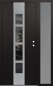 DIAMOND A10 48" X 80" BLACK/BLACK MIRRORED GLASS PANEL STAINLESS STEEL LHI WITH SIDELITE FROSTED GLASS