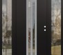 Modern Steel Front Door DIAMOND A8 64" X 80" BLACK/BLACK CLEAR GLASS PANEL STAINLESS STEEL LHI WITH 2 SIDELITES CLEAR GLASS