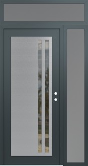 Diamond C6 52" x 96" anthracite/anthracite clear Glass Panel stainless steel LHI with Sidelite and Transom frosted Glass