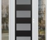 Modern Steel Front Door Diamond C2 64" x 80" white/white frosted Glass Panel black LHI with 2 Sidelites clear Glass