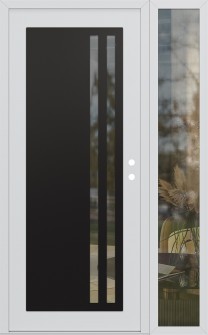 Diamond C6 50" x 80" white/white clear Glass Panel black LHI with Sidelite clear Glass