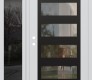 Modern Steel Front Door Diamond C9 48" x 80" white/white clear Glass Panel black RHI with Sidelite mirrored Glass
