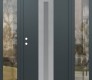 Modern Steel Front Door DIAMOND A2 68" X 80" ANTHRACITE/ANTHRACITE FROSTED GLASS PANEL STAINLESS STEEL RHI WITH 2 SIDELITES CLEAR GLASS