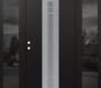 Modern Steel Front Door DIAMOND A4 68" X 80" BLACK/WHITE FROSTED GLASS PANEL STAINLESS STEEL RHI WITH 2 SIDELITES MIRRORED GLASS