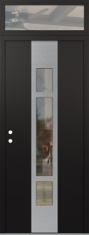 DIAMOND A9 36" X 96" BLACK/BLACK CLEAR GLASS PANEL STAINLESS STEEL RHI WITH TRANSOM CLEAR GLASS