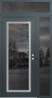 Diamond C1 52" x 96" anthracite/anthracite mirrored Glass Panel stainless steel LHI with Sidelite and Transom mirrored Glass