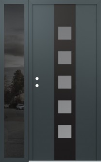 DIAMOND A13 52" X 80" ANTHRACITE/ANTHRACITE FROSTED GLASS PANEL BLACK RHI WITH SIDELITE MIRRORED GLASS